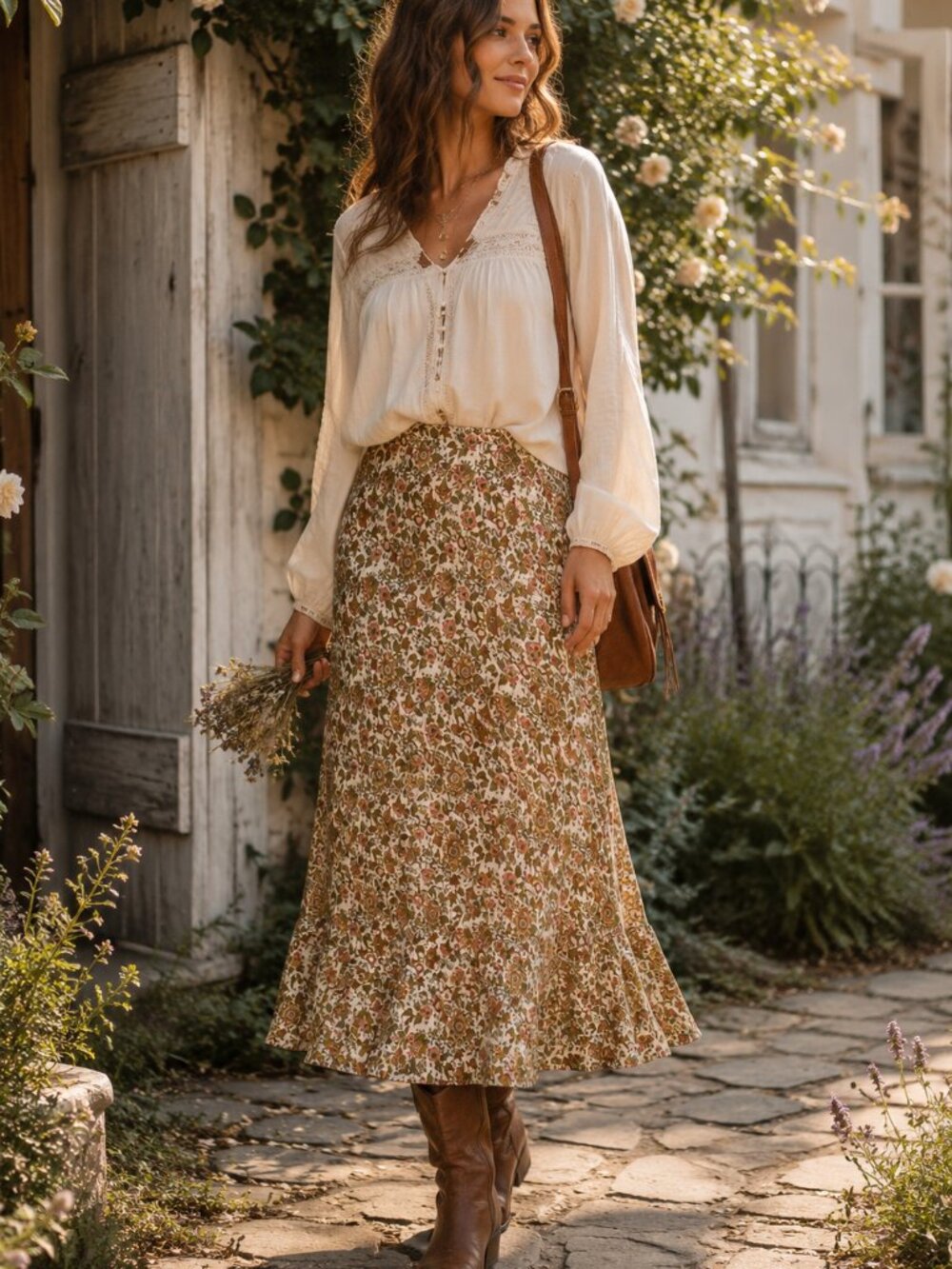 Vintage Sundance Silk Floral Midi Skirt Size 16 Boho Prairie Cottagecore